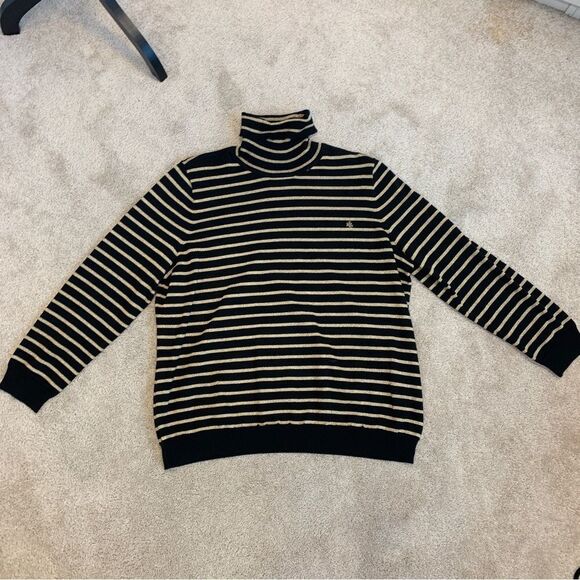 Lauren Ralph Lauren black gold knit striped turtleneck sweater Sz 2X NWT - Picture 4 of 9